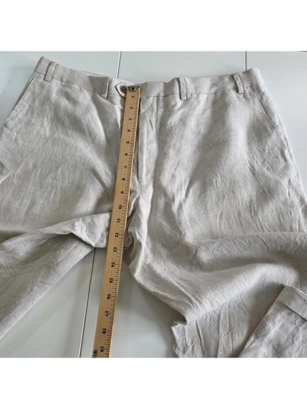 Calvin Klein Linen Pants Men 38 Regular Oatmeal Gray Straight Coastal Cruisewear